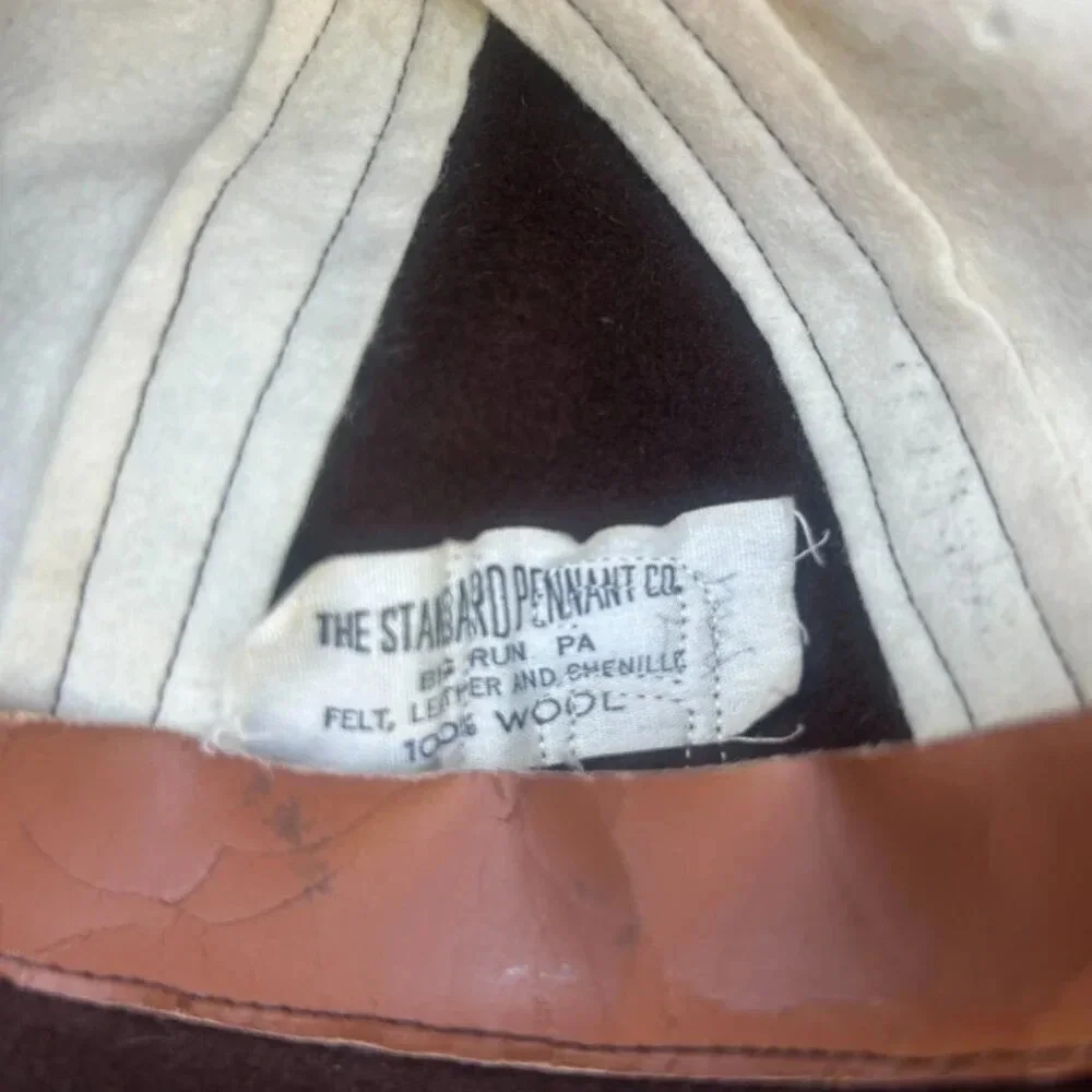 Vintage Child's Standard Pennant Co. Brown and White 100% Wool Beanie #61